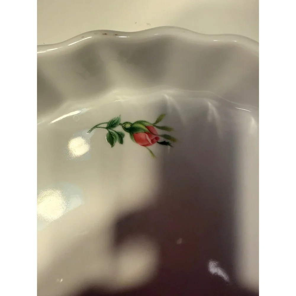 Set of 3 Christineholm Rose Floral Porcelain Quiche Tart Pans 9.5 Inch Fluted